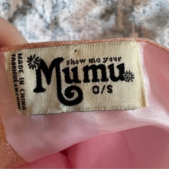 Show Me Your Mumu Pink Gold Stripe Organza Princess Dress Lace Up Flouncy O/S - Picture 9 of 14